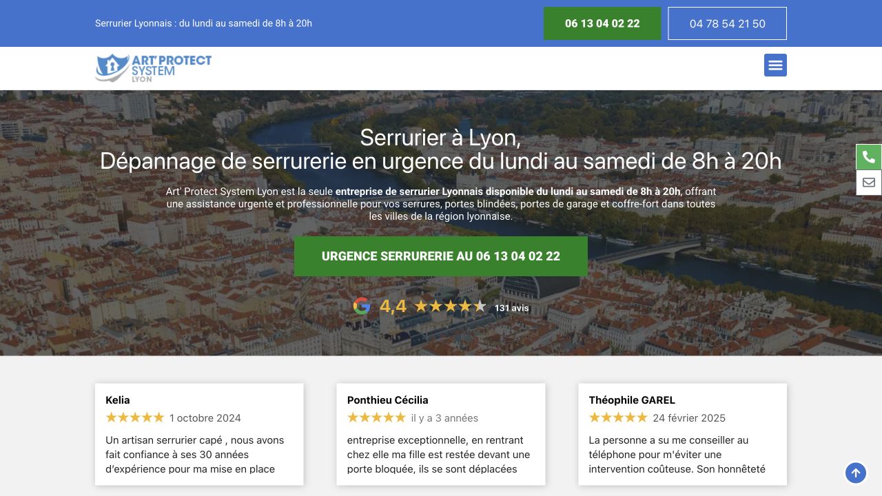 Capture du site de Art’ Protect System — Chevalier Frères