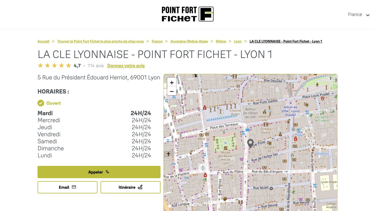 Capture du site de La Clé Lyonnaise — Lyon 1