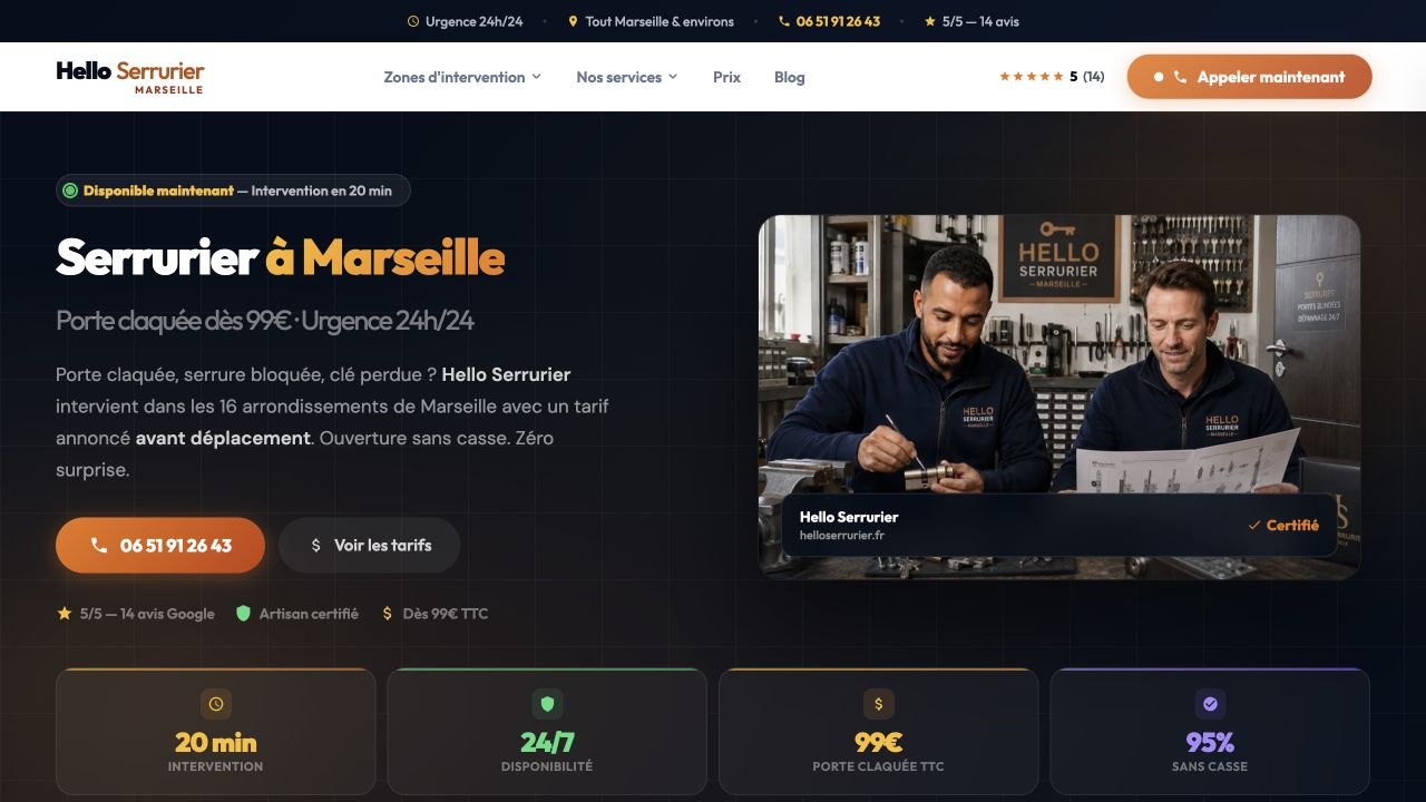 Capture du site de Hello Serrurier Marseille