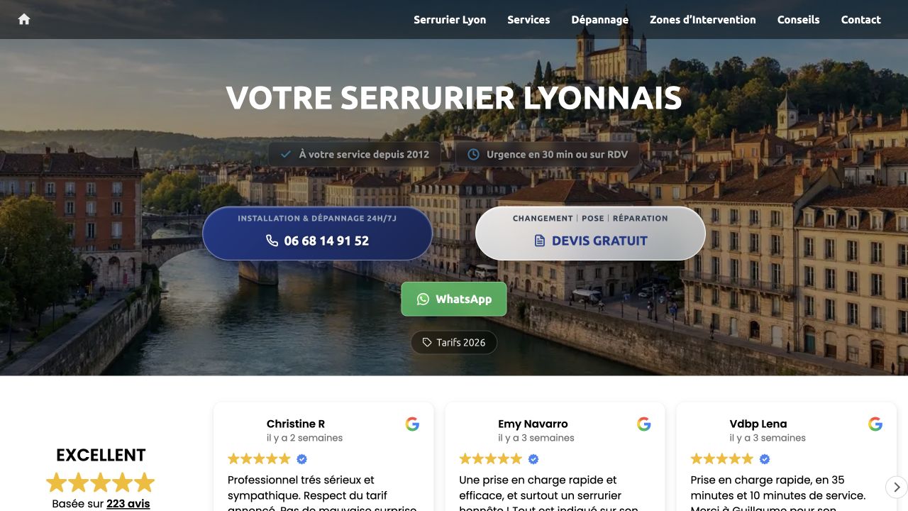 Capture du site de Votre Serrurier Lyonnais