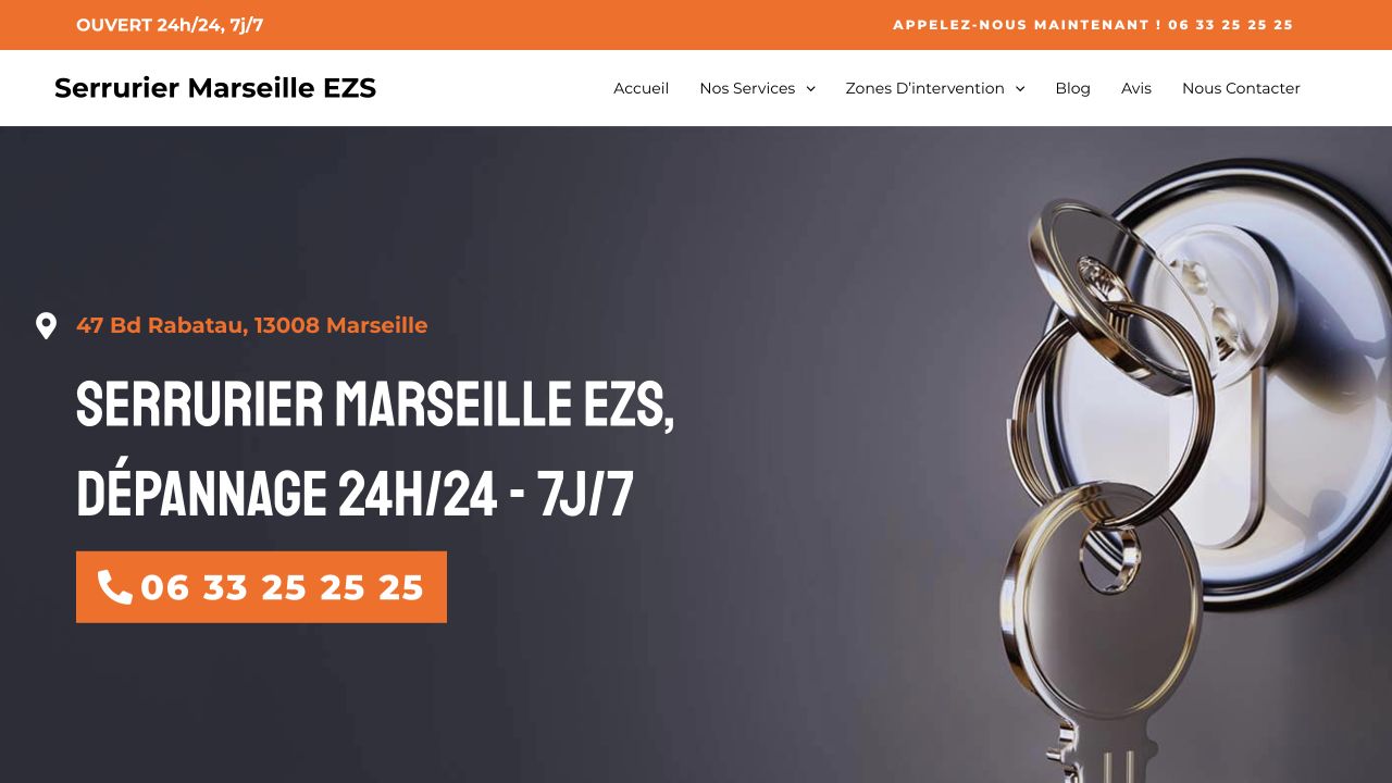 Capture du site de EZS Serrurier Marseille