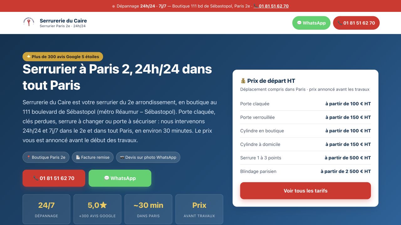 Capture du site de Serrurerie du Caire