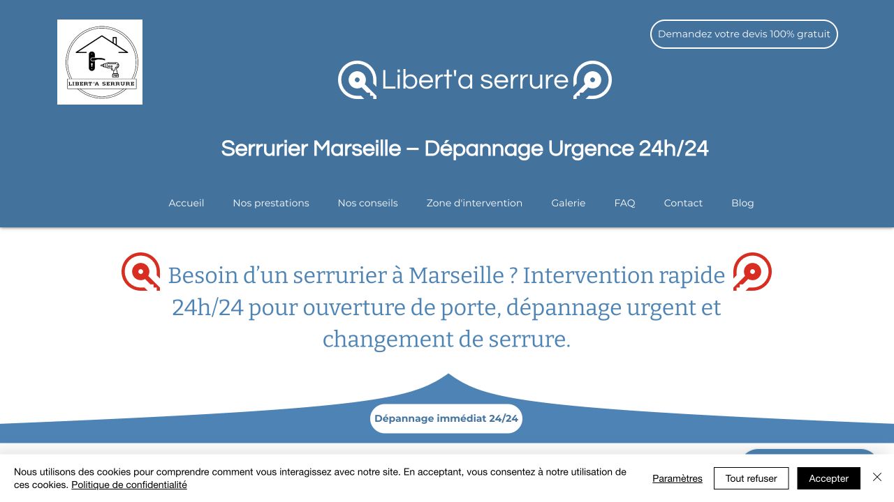 Capture du site de Libert’a Serrure